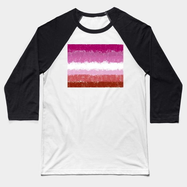 Lesbian Flag Crosshatch Design Baseball T-Shirt by PurposelyDesigned
